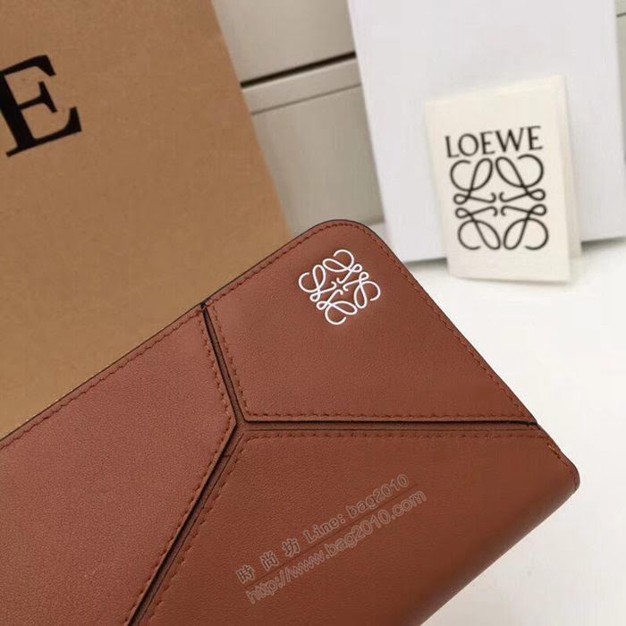 LOEWE錢包 122N89 頭層皮幾何錢包 羅意威原單長錢包  sl2054